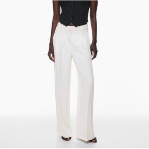 Wilfred Aritzia The Effortless Pants Size 2 High Rise Wide-Leg In Frozen Grey